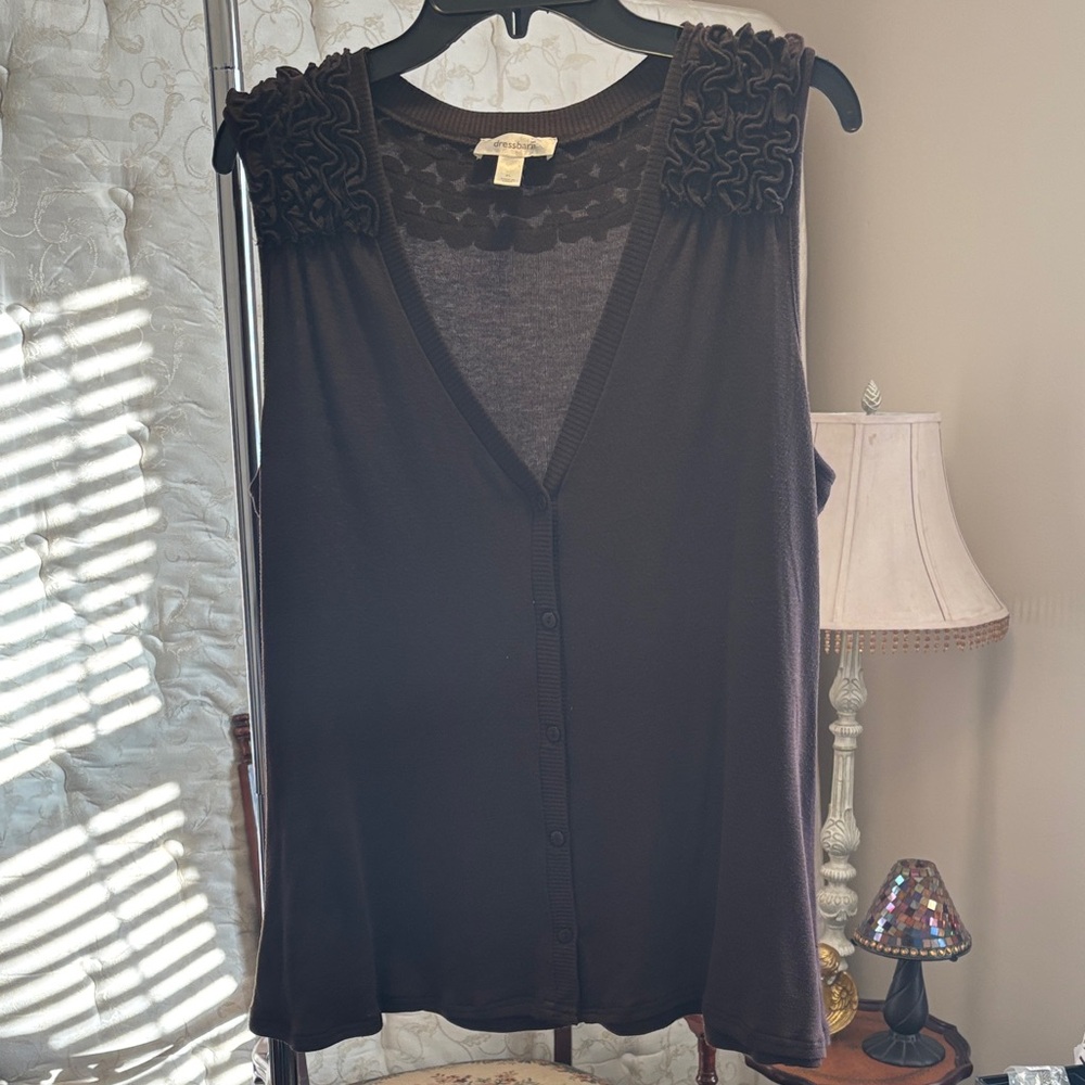 dressbarn Brown Sleeveless sweater vest  with Shoulder Details